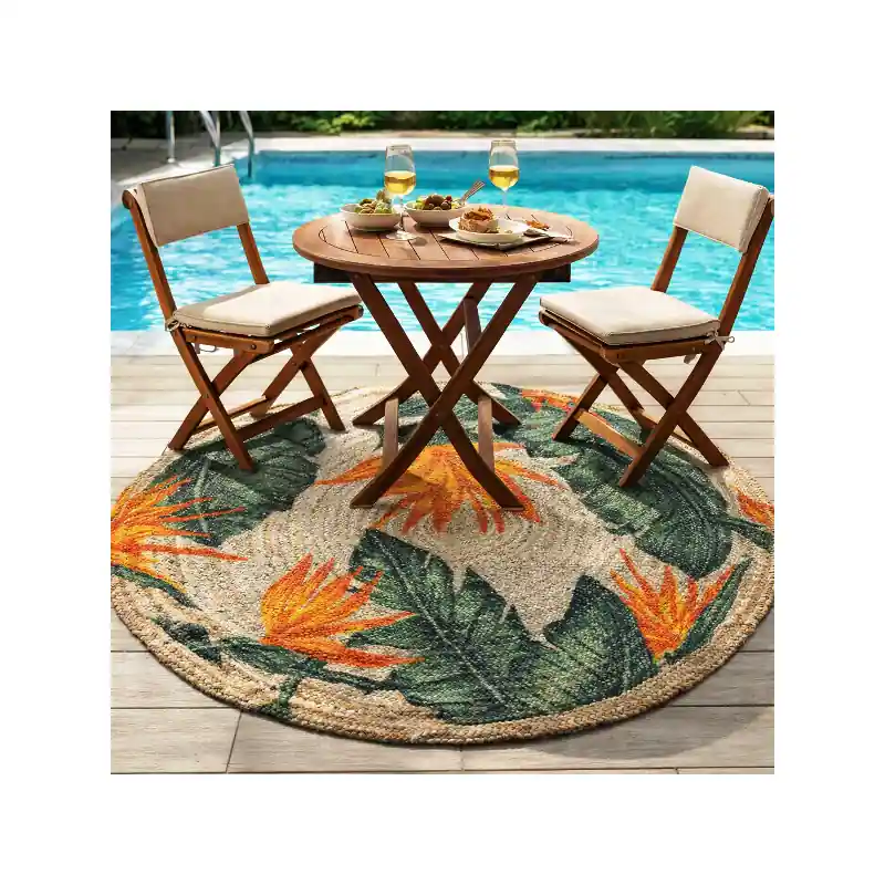 Tappeto rotondo in juta Tropical Arancio – 140 cm
