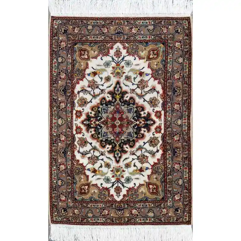 Tappeto Tabriz scendiletto in lana seta 94×64