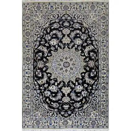 Tappeto Nain lana Seta blu 178×120