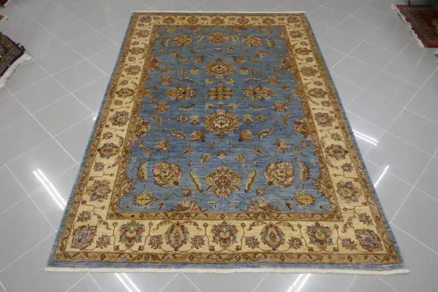 Tappeto Salotto Ziegler Extra Fondo Azzurro 243×167-N.13363