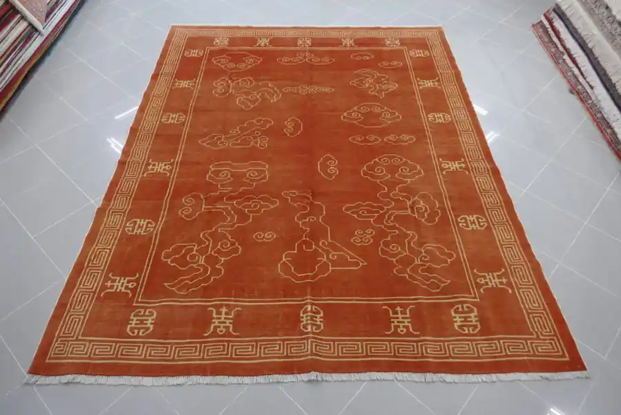 Tappeto Turco Disegno Cinese Déco Fondo Salmone 266×203- N.13645