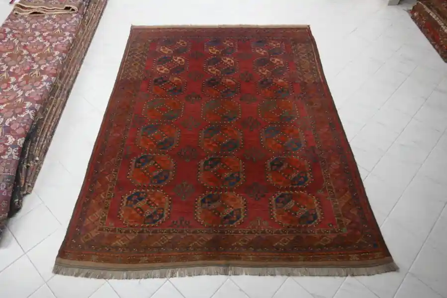 Tappeto Afghano Bukhara Turcomanno Ersari Antico 308×240-N.10502