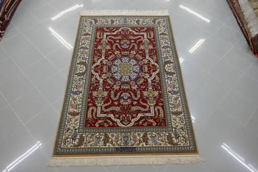 Tappeto Isfahan Extrafine Misto Seta Firmato 196×132-N.10647