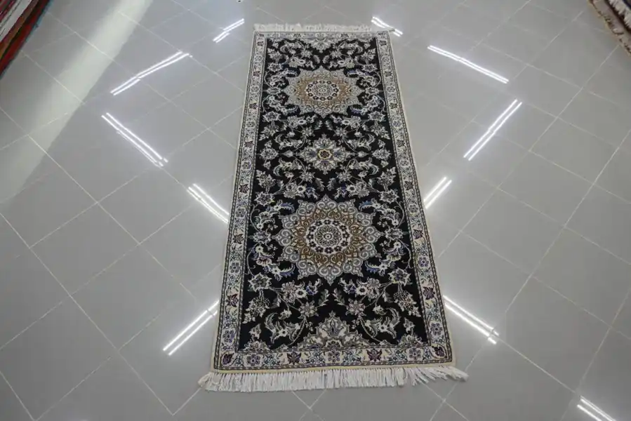 Passatoia Persiana Fondoletto Nain 9 Fili Color Blu 198×83-N.13504