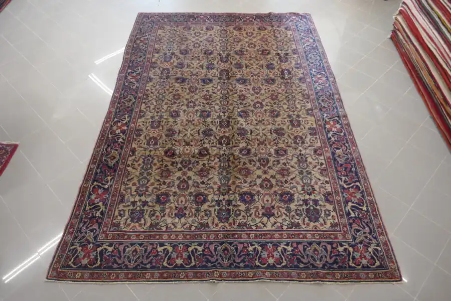 Tappeto Persiano Tabriz Antico da Salotto Fondo Oro 340×230-N.13282