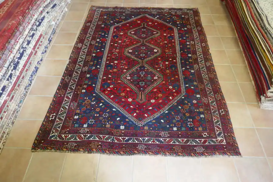 Tappeto Persiano Gashgai Fondo Rosso 276×200-N.12574