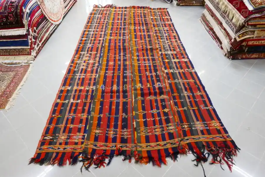Antico Kilim Jajim Verneh Persiano Curdo Grande 425×205-N.10525