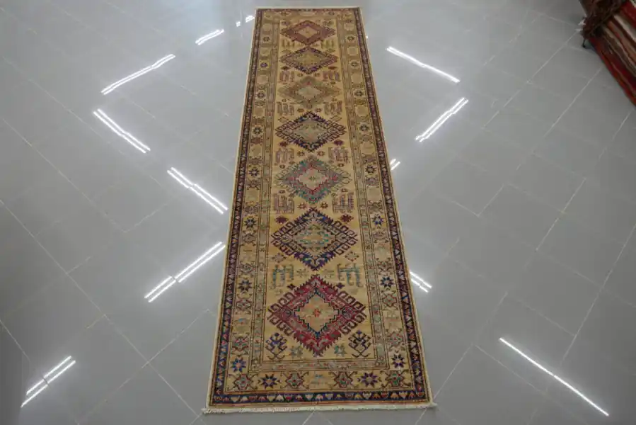 Passatoia Uzbek Kazak Extra Fondo Chiaro 295×82-N.13238