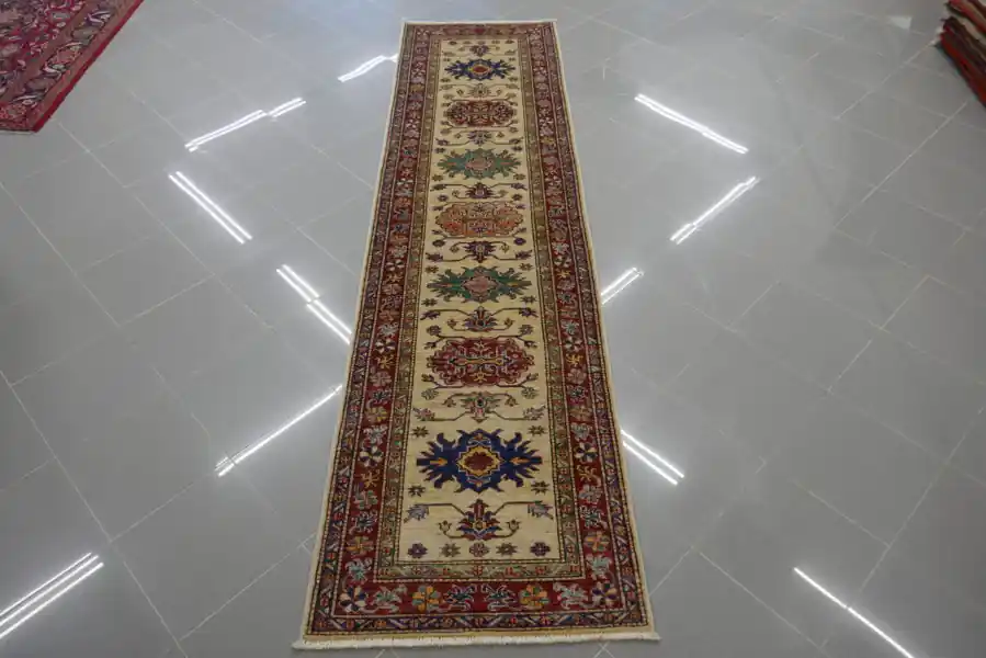 Passatoia Fondoletto Uzbek Kazak Extra Fondo Chiaro 269×68-N.13166