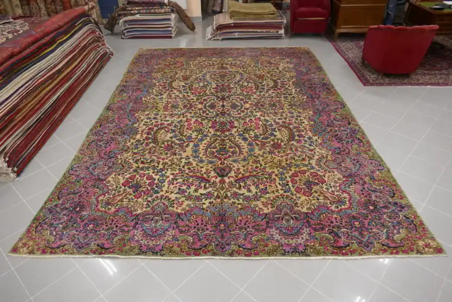 Tappeto Persiano Kirman Fondo Avorio 429×294-N.13080