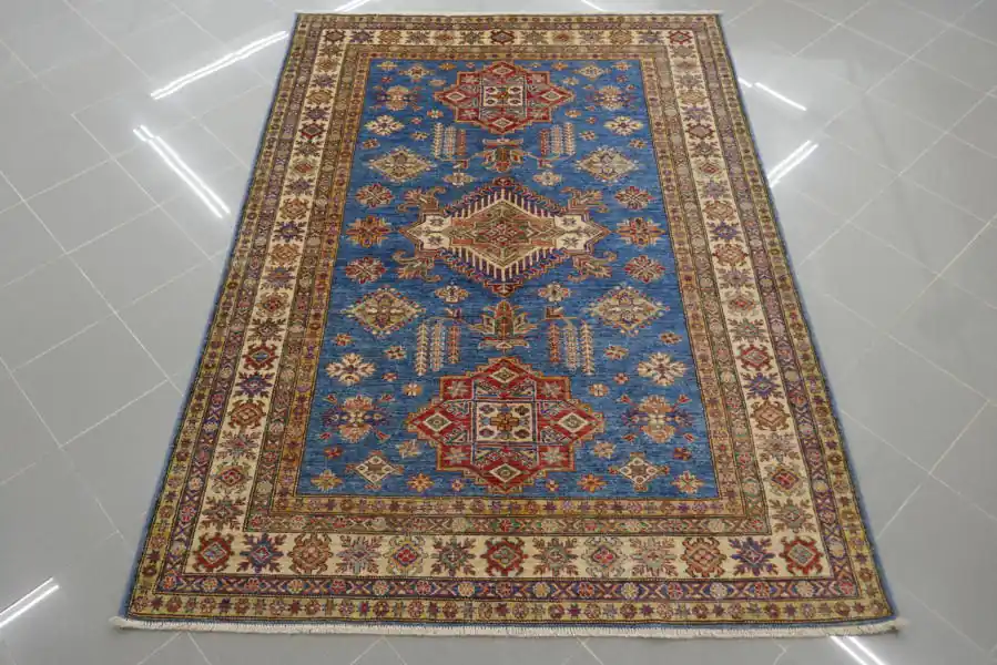 Tappeto Salotto/Sala Uzbek Kazak Extra Color Azzurro 234×166-N.12892