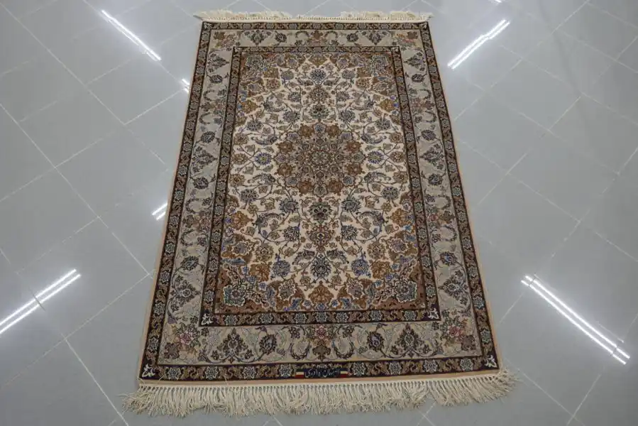 Tappeto Persiano Isfahan Misto Seta Firmato 163×110-N.10898