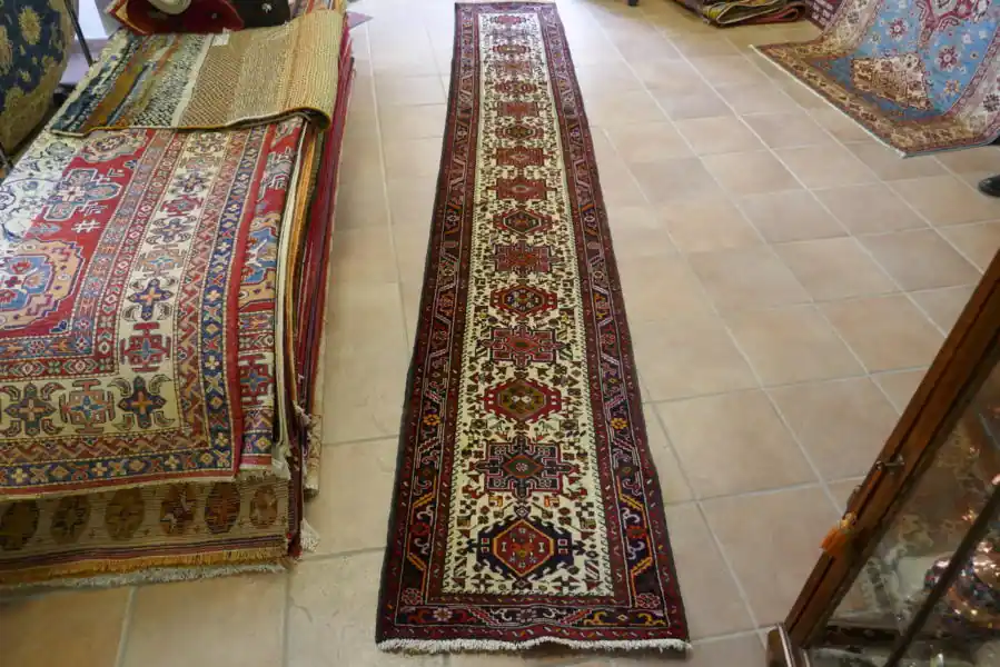 Passatoia Persiana Gharajeh Fondo Avorio 388×63-N.12178