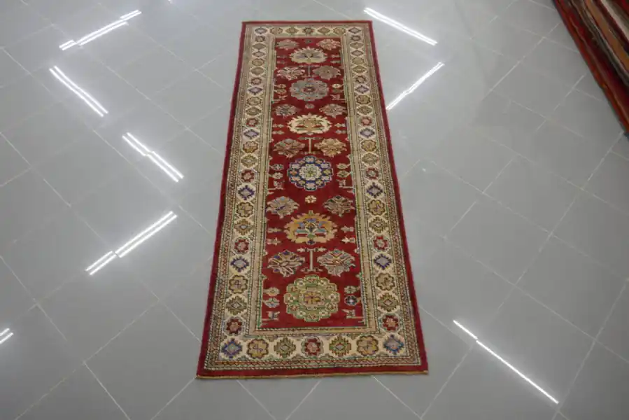 Passatoia Fondoletto Uzbek Kazak Extra Fondo Rosso 197×73-N.13177