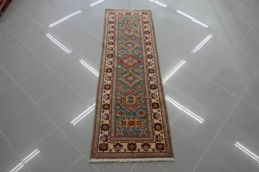 Passatoia Fondoletto Uzbek Kazak Extra Fondo Verde 185×60-N.13229