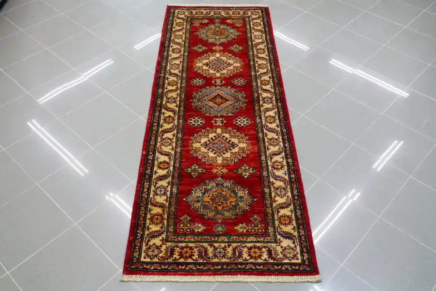 Passatoia Fondoletto Uzbek Kazak Extra Fondo Rosso 203×75-N.14305
