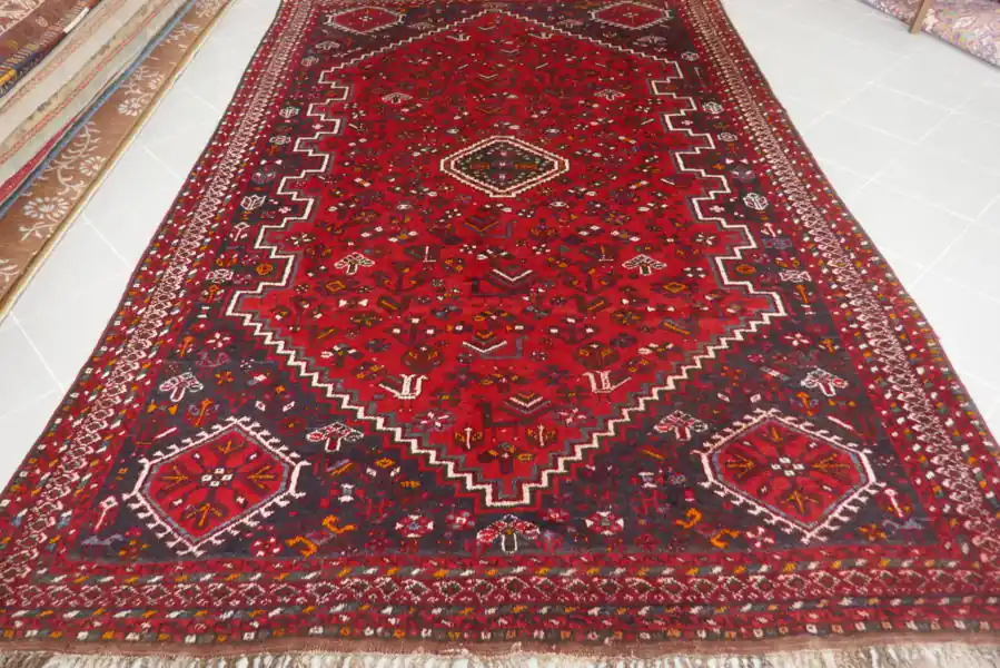 Tappeto Persiano Gashgai Fondo Rosso 300×204-N.12573