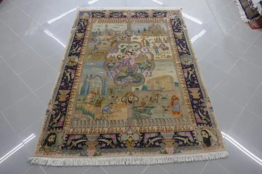 Tappeto Tabriz 60 Raj Misto Seta Da Salotto Figurativo 204×148-N.13618