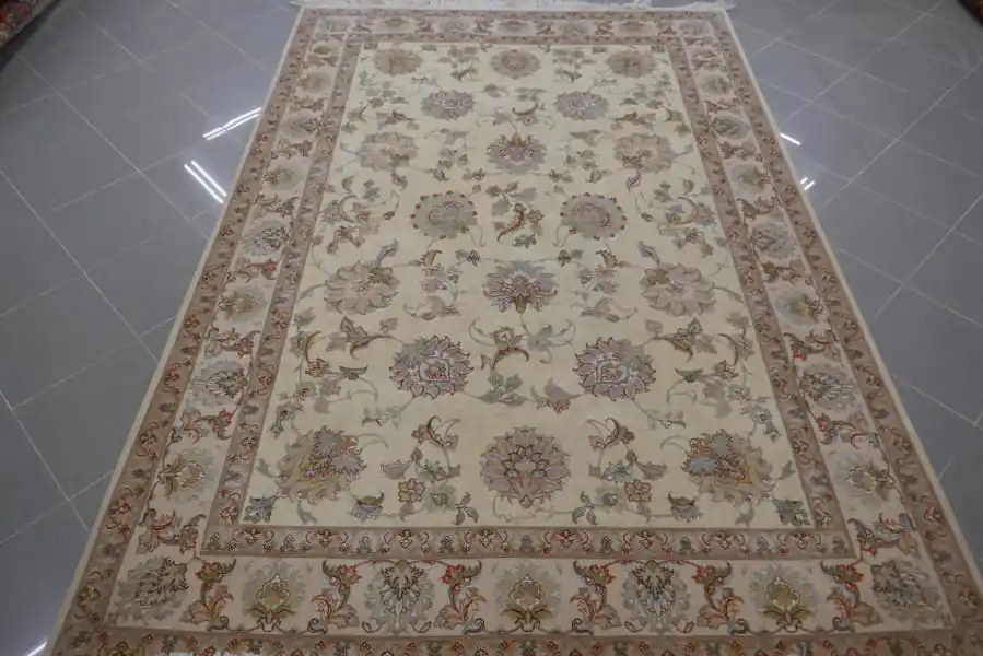 Tappeto Persiano Tabriz 60 Raj, Misto Seta Firmato 247×171-N.12042
