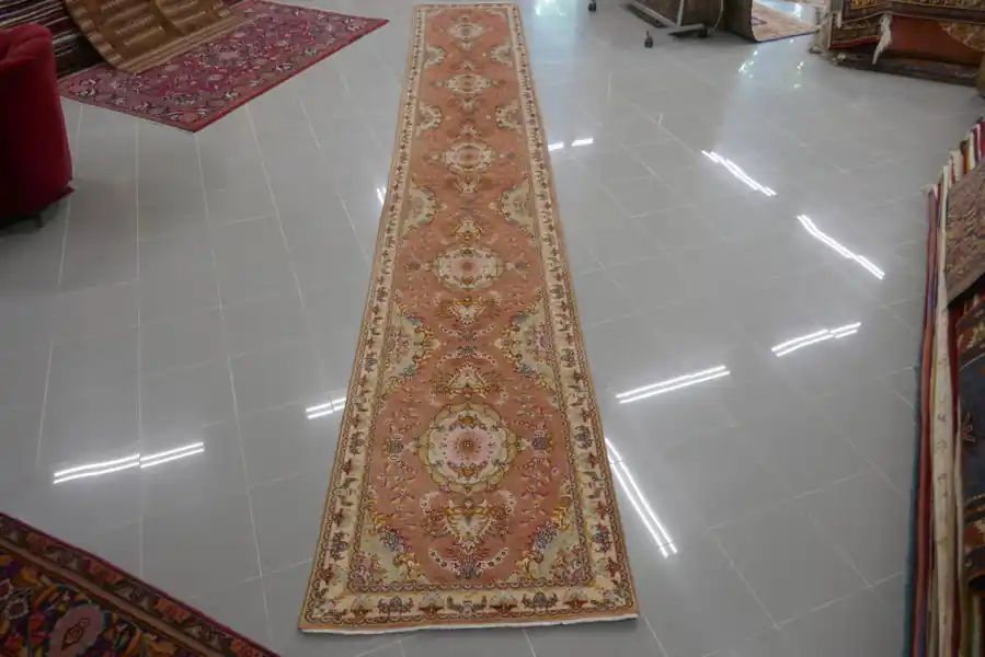 Passatoia Tabriz 60 Raj,Misto Seta,Extrafine Fondo Chiaro 500×82-N.13299