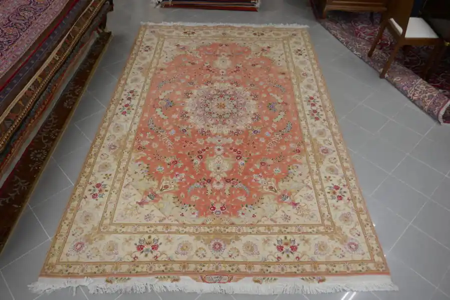 Tappeto Persiano Tabriz 60 Raj Misto Seta Firmato 321×208-N.12018