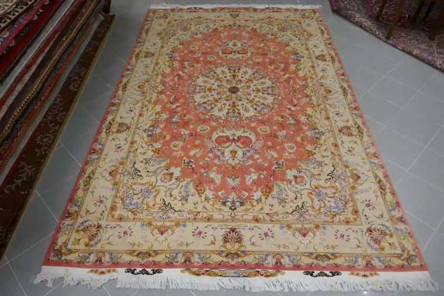 Tappeto Persiano Tabriz 60 Raj Firmato Misto Seta 318×202-N.12015