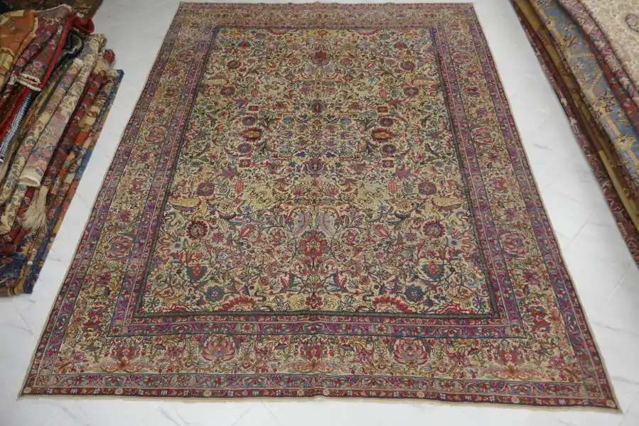 Antico Tappeto Persiano Kirman da Sala 349×273-N.11631