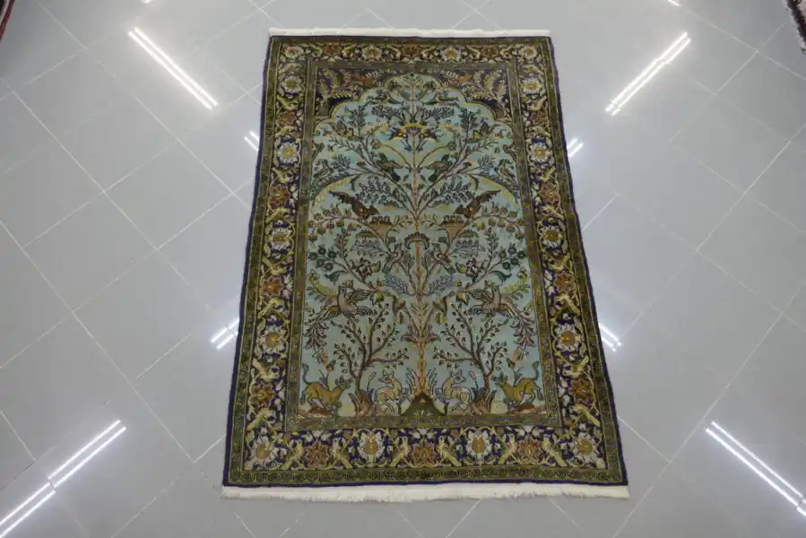 Tappeto Persiano Kum Preghiera Motivo Albero della Vita 164×107-N.14979