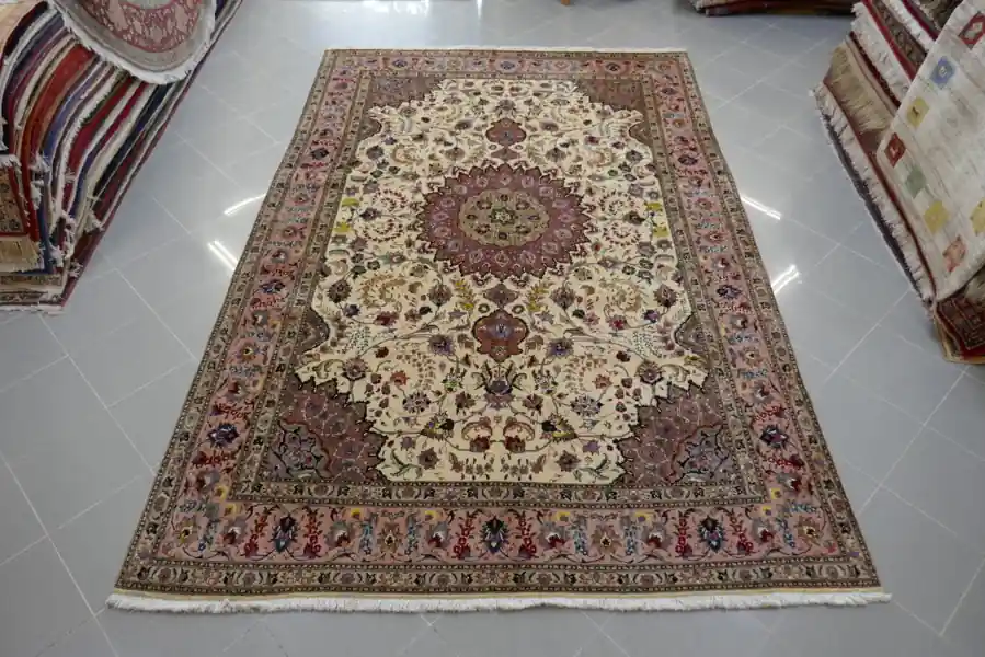 Tappeto Persiano Tabriz 60 Raj Misto Seta Fondo Avorio 300×200-N.14971