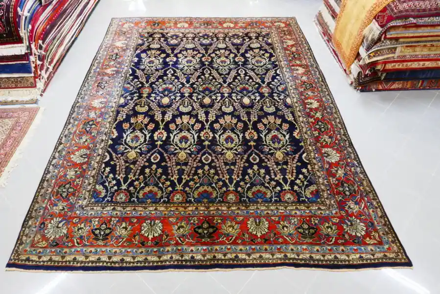Antico Saruk Fondo Blu Persia da Sala 370×265-N.14461