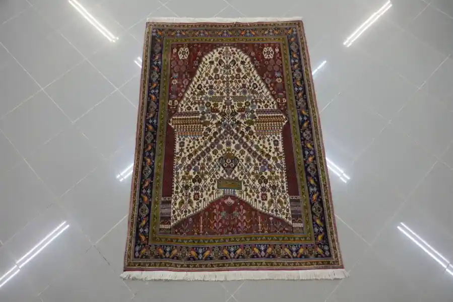 Tappeto Persiano Gashgai Kashkuli Mille Fiori a Preghiera 146×100-N.114996