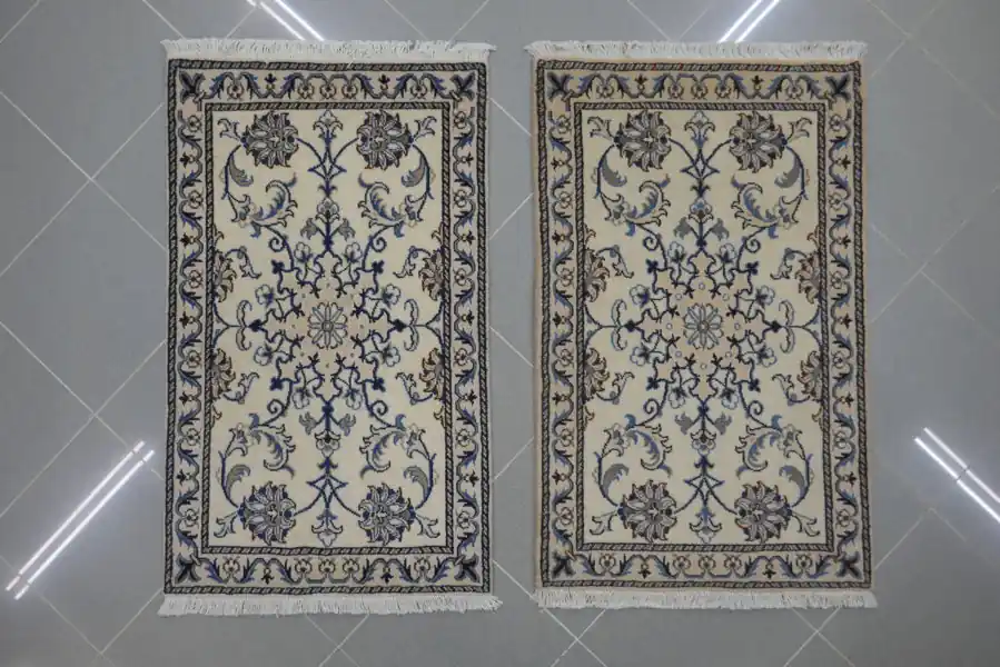 Scendiletti Persiani Nain Fondo Avorio 98×61-97×59 N.14885-14886