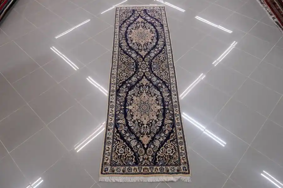 Passatoia Persiana Fondoletto Nain 9 Fili Color Azzurro 210×62-N.14371