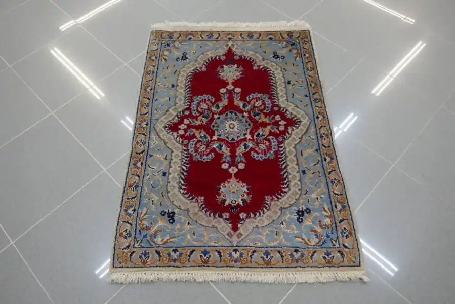 Piccolo Tappeto Persiano Nain 9 Fili 90×63-N.14968