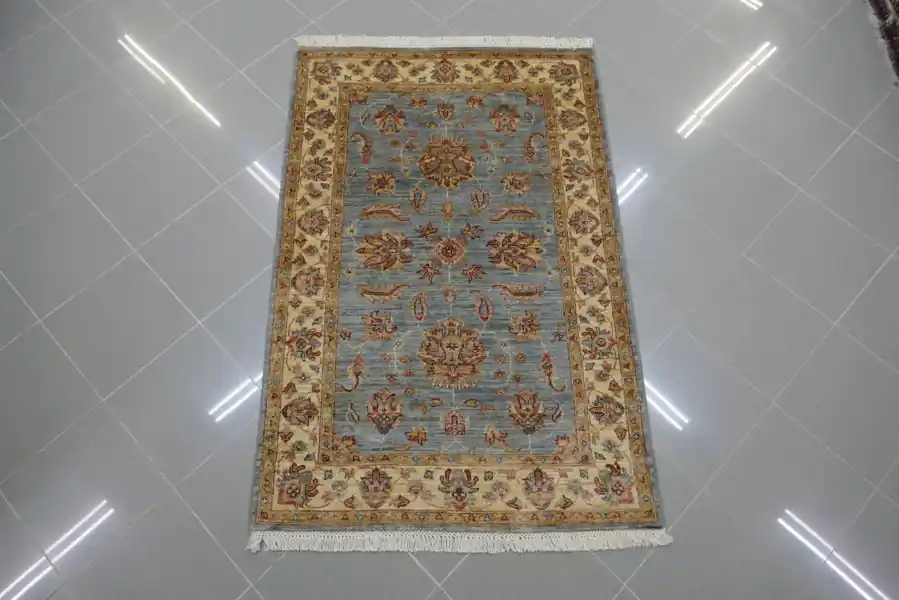 Tappeto Afghano Ziegler Extra Fondo Azzurro 149×97-N.14929