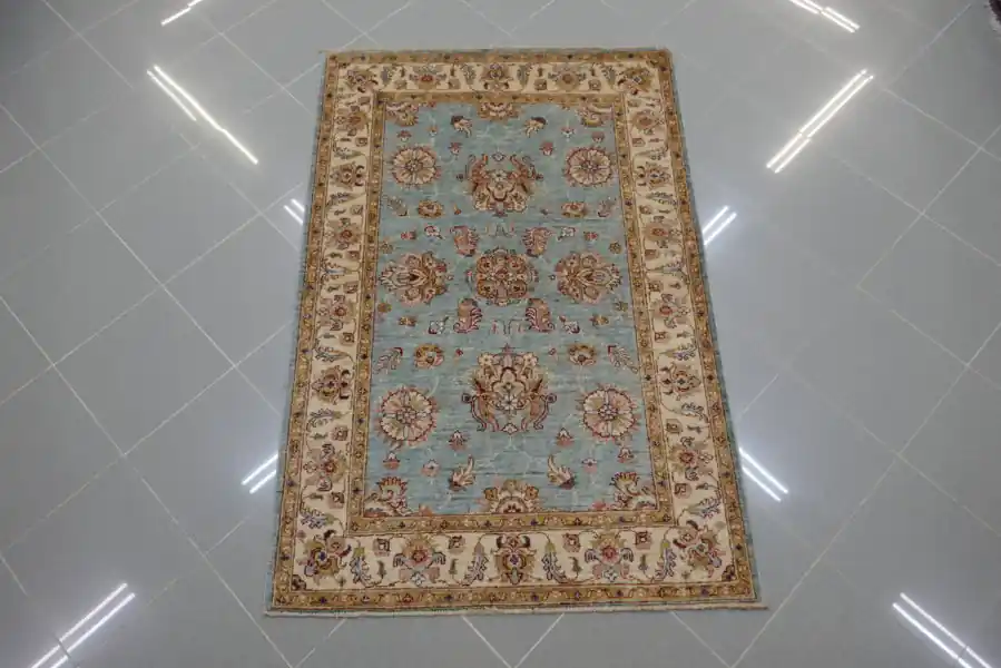 Tappeto Afghano Ziegler Extra Fondo Azzurro 153×101-N.14922