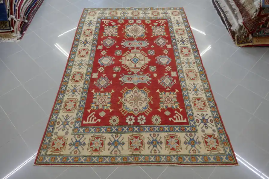 Tappeto Uzbek Kazak Fondo Rosso 270×177-N.14808