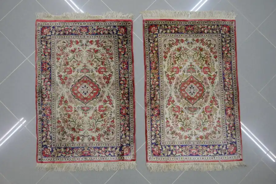 Scendiletti Persiani Kum Tutto Seta Extrafine 92×62-94×61-N.14900-14901