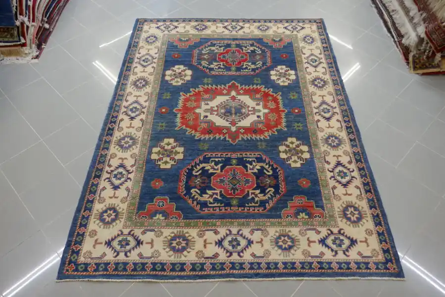 Tappeto Uzbek Kazak Fondo Azzurro 240×180-N.14806