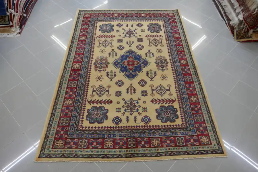 Tappeto Uzbek Kazak Fondo Avorio 243×177-N.14812