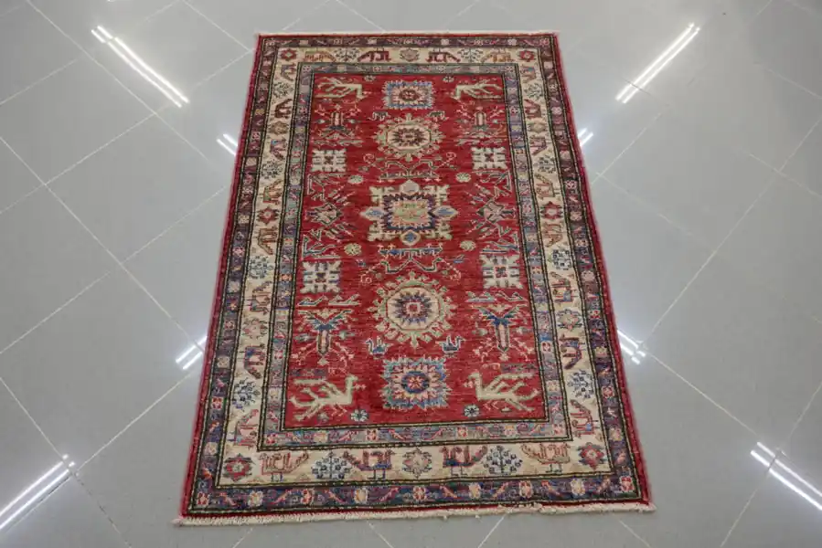 Piccolo Tappeto Uzbek Kazak Extra Rosso 120×83-N.14729