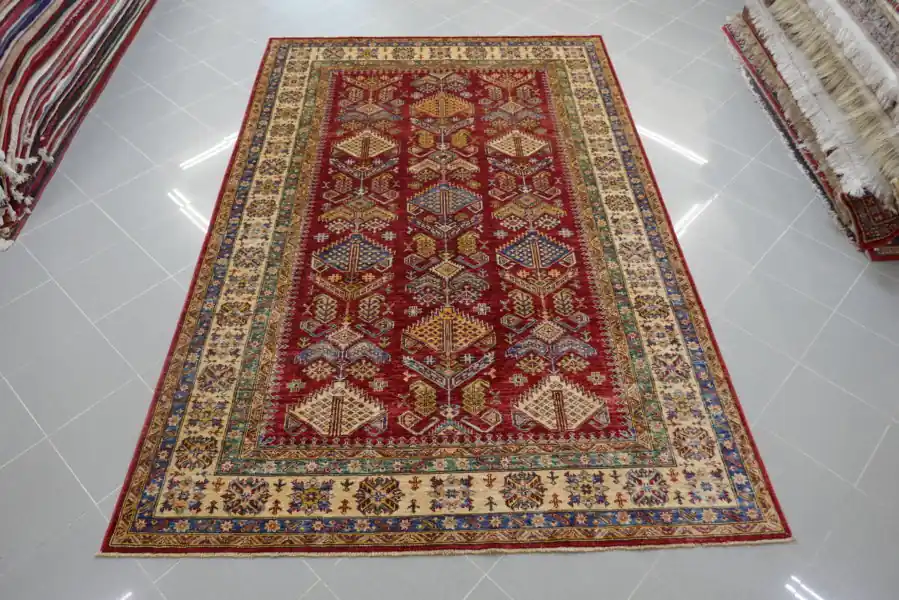 Tappeto Salotto/Sala Uzbek Kazak Extra Rosso 274×182-N.14751
