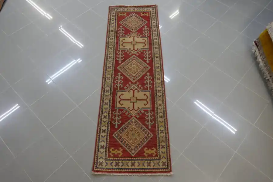 Passatoia Fondoletto Uzbek Kazak Fondo Rosso 187×59-N.14547