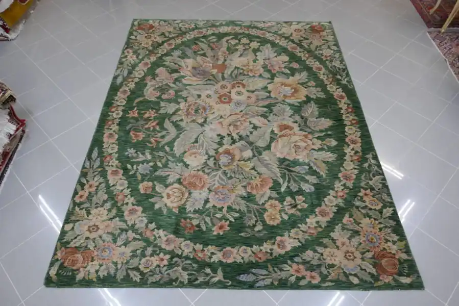 Tappeto Berkana Cina Disegno Aubusson Verde 280×200-N.14683