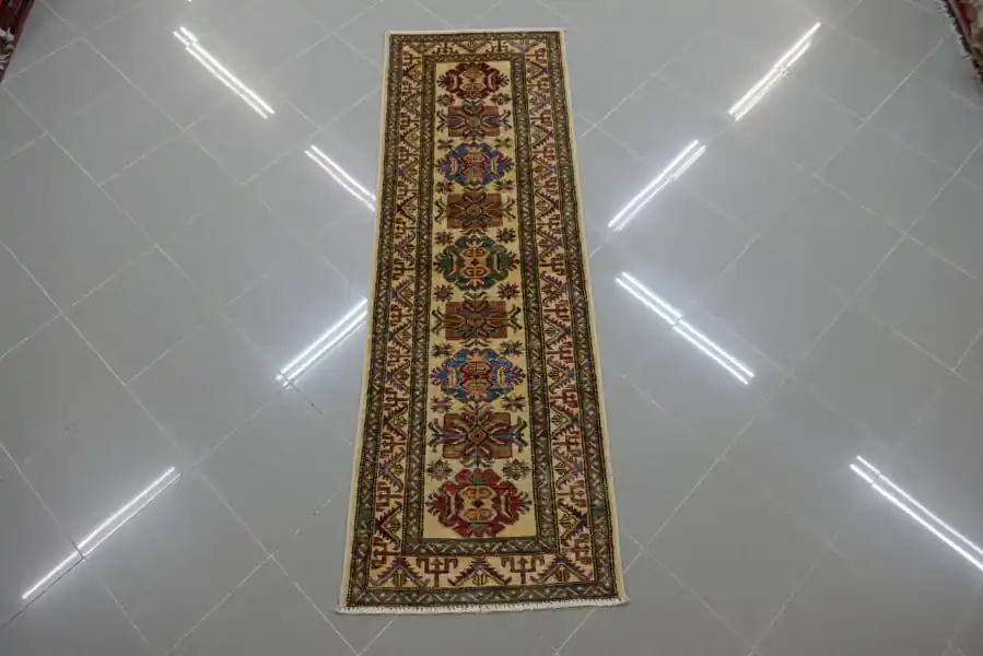 Passatoia Fondoletto Uzbek Kazak Extra Fondo Chiaro 183×61-N.14537