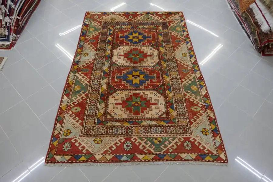 Tappeto Caucasico Kazak Bordcialu Fatto in Turchia 236×156-N.14605