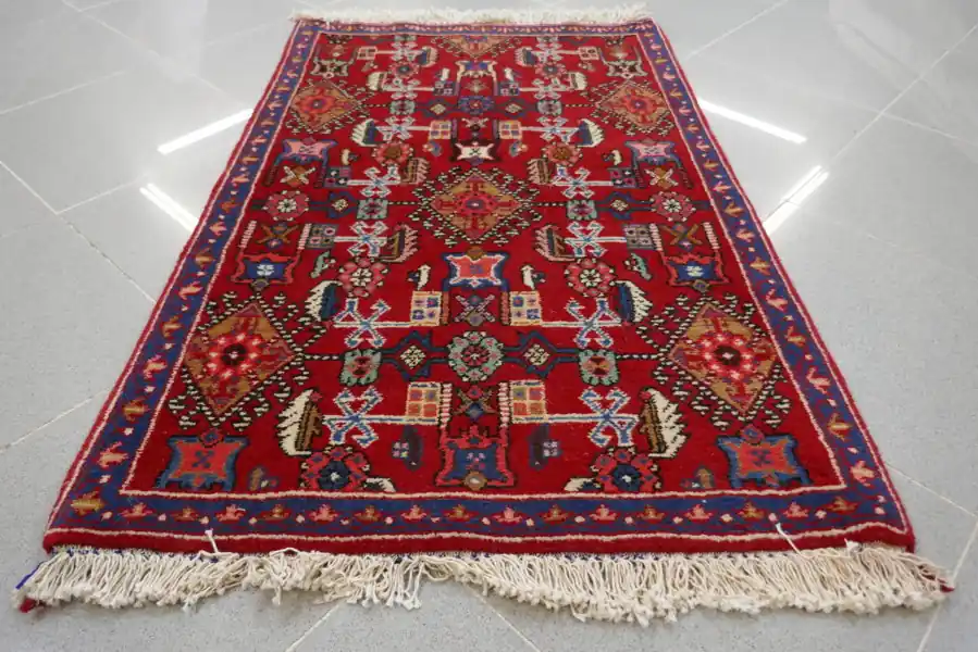 Scendiletto Persiano Abadeh Fondo Rosso 99×63-N.14589