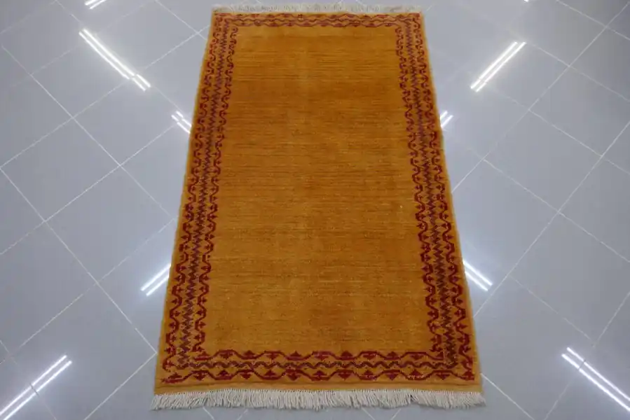Tappeto Persiano Gabbeh Gashgai Fondo Giallo Ocra 150×92-N.14526