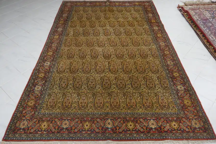 Tappeto Persiano Senneh da Sala Fondo Giallo 315×209-N.11590