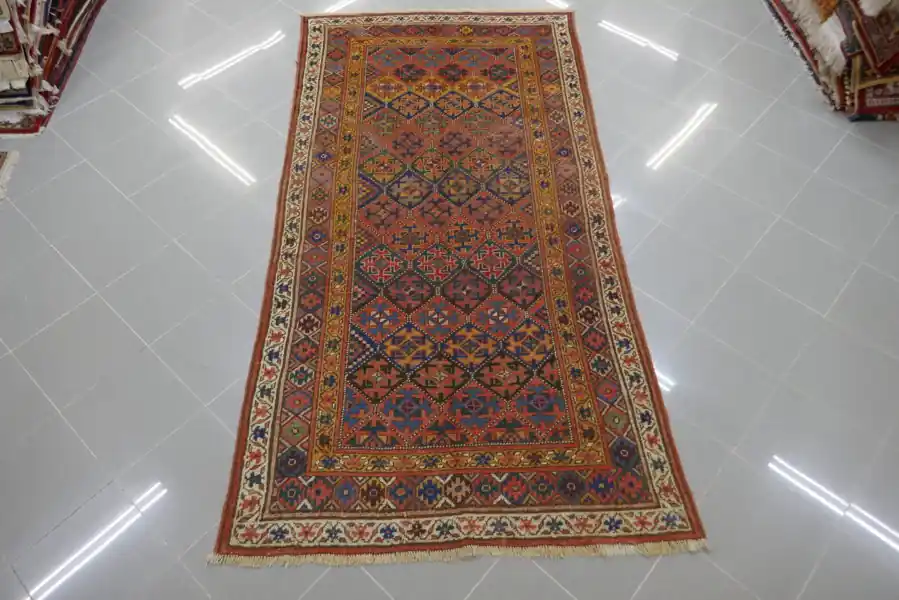 Antico Tappeto Curdo Sauj Bulag Persia 243×127-N.10462